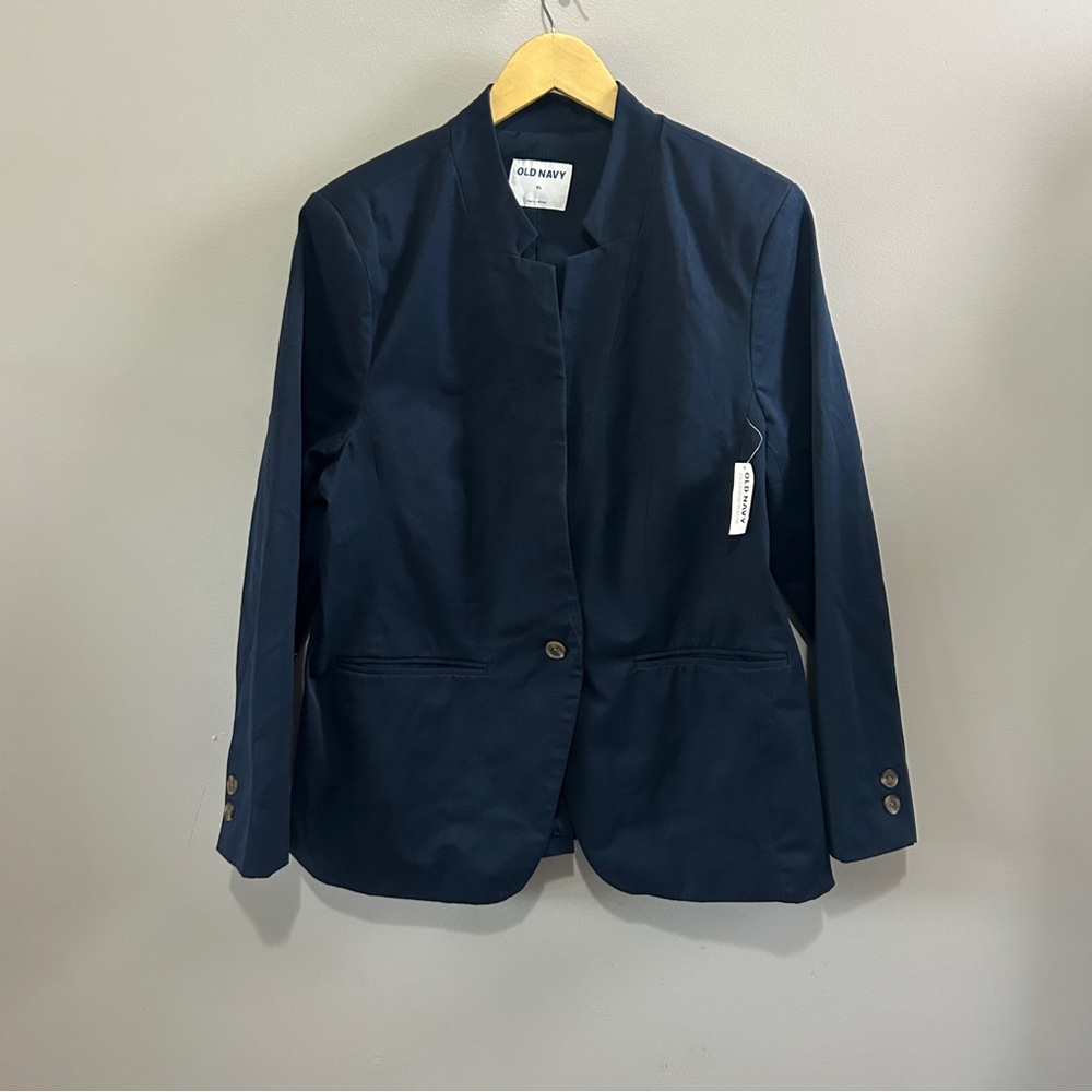 Old Navy Notched Collar Pixie Blazer Long Sleeve Navy Blue Business Jacket